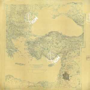 CARTA AERONAUTICA DEL MEDITERRANEO FOGLIO 3 MEDITERRANEO ORIENTALE ORIGINALI A COLORI SEPARATI CURVE DI LIVELLO