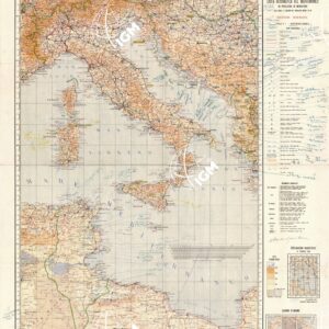CARTA AERONAUTICA DEL MEDITERRANEO FOGLIO 1 MEDITERRANEO CENTRALE