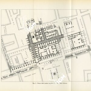 CARTA ARCHEOLOGICA DI ROMA SCHIZZO ALLEGATO AL LIBRETTO DELLA TAVOLA II PIANTA DELLE INSULAE AD EST DI PIAZZA COLONNA
