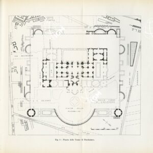 CARTA ARCHEOLOGICA DI ROMA SCHIZZO ALLEGATO AL LIBRETTO DELLA TAVOLA II PIANTA DELLE TERME DI DIOCLEZIANO